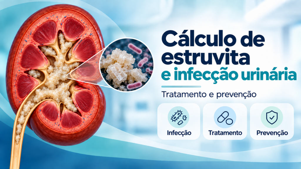 Cálculo de estruvita no rim associado à infecção urinária por bactérias produtoras de urease